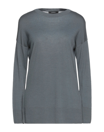 Shop Alpha Studio Woman Sweater Lead Size 6 Merino Wool In Grey