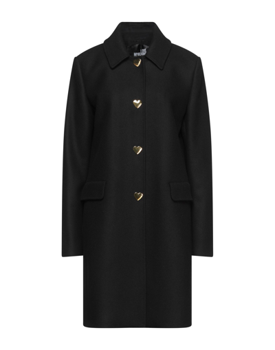 Shop Love Moschino Woman Coat Black Size 8 Virgin Wool, Polyamide