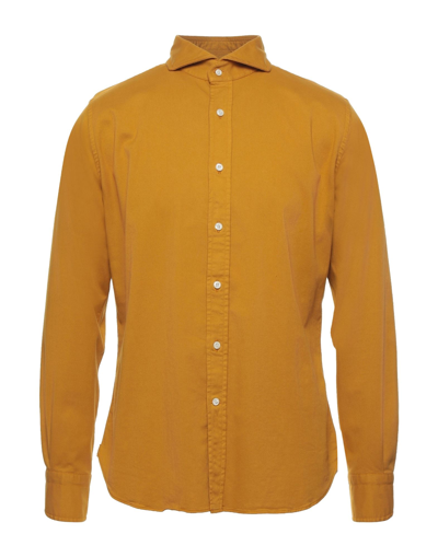 Shop Bolzonella 1934 Man Shirt Ocher Size 15 ½ Cotton, Elastane In Yellow