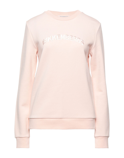 Shop Bikkembergs Woman Sweatshirt Light Pink Size Xs Cotton, Polyester, Elastane