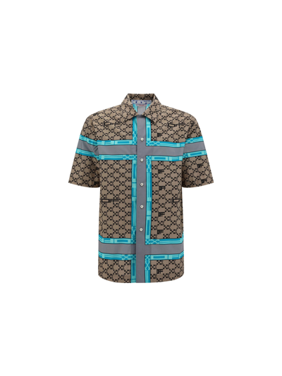 Off-white Monogram Stripe Holiday Shirt In Brown | ModeSens 