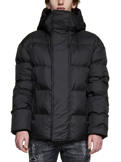 Dsquared2 Nylon Down Jacket With Logo Patch In Black