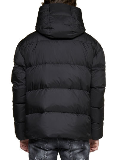 Dsquared2 Nylon Down Jacket With Logo Patch In Black