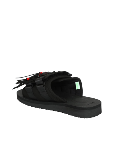Shop Suicoke Hoto-cab Fringed Sandals In Black