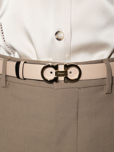 Ferragamo Gancini-buckle Reversible Leather Belt In Neutrals
