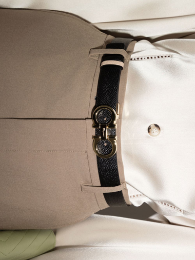 Ferragamo Gancini-buckle Reversible Leather Belt In Neutrals
