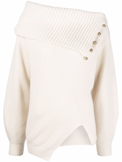 Shop Stella Mccartney Asymmetric Button-embellished Jumper In White