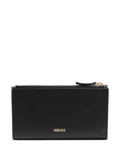 Shop Versace La Medusa Leather Wallet In Black