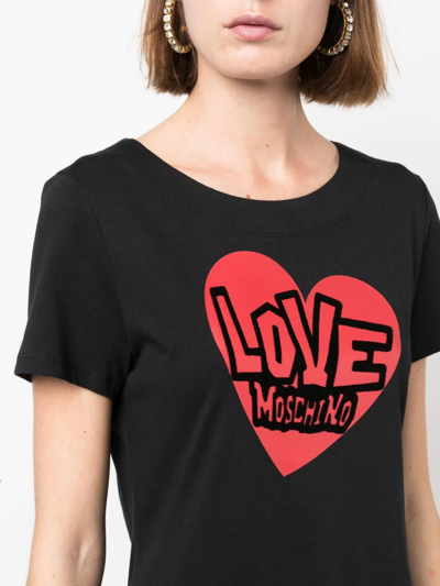 Shop Love Moschino Logo-print T-shirt Dress In Black