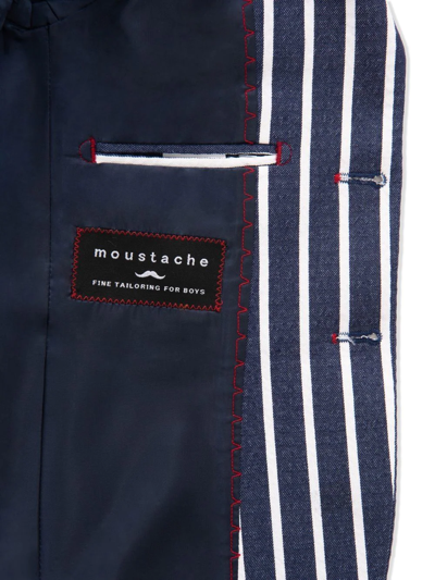 Moustache Striped Single-breasted Blazer In Blue
