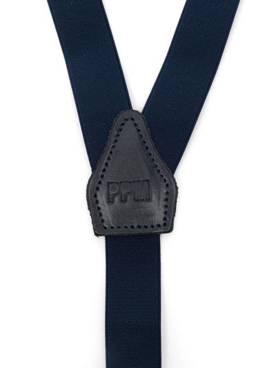 Paolo Pecora Debossed Logo Suspenders In Blue