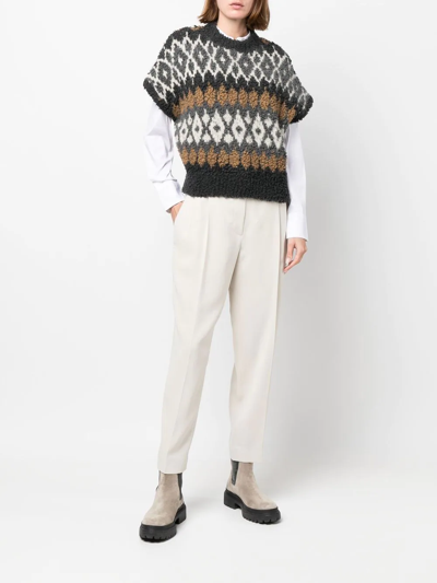 Brunello Cucinelli High-waisted Tailored Trousers In Neutrals