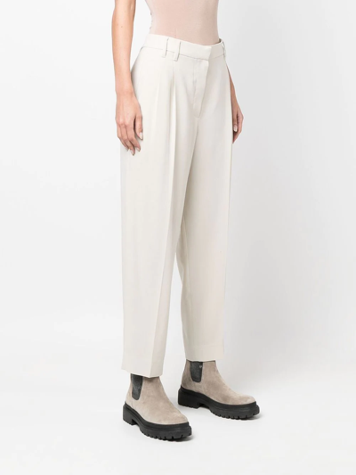 Brunello Cucinelli High-waisted Tailored Trousers In Neutrals