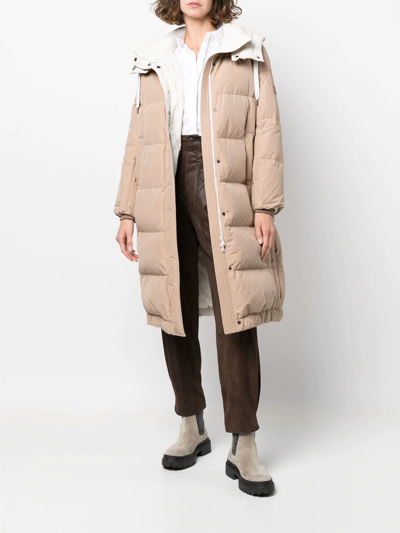 Brunello Cucinelli Drawstring Hood Padded Coat In Neutrals