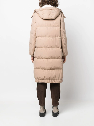 Brunello Cucinelli Drawstring Hood Padded Coat In Neutrals