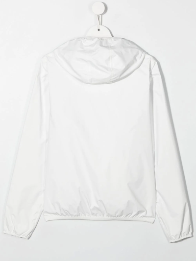 Shop K-way Teen Logo-patch Zip-up Hooded Jacket In Grey