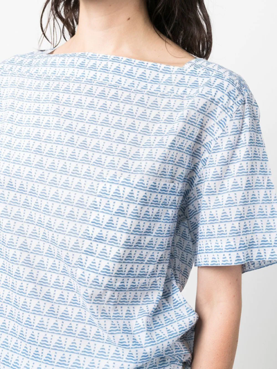 Pre-owned Hermes 1960s  Geometric Print T-shirt In Blue