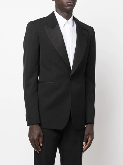 Alexander Mcqueen Single-breasted Wool Grain-de-poudre Suit Jacket In Black