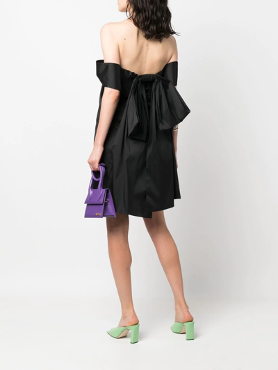 Shop Bernadette Floral-appliqué Off-shoulder Dress In Black