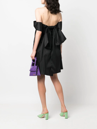 Bernadette Floral-appliqué Off-shoulder Dress In Black