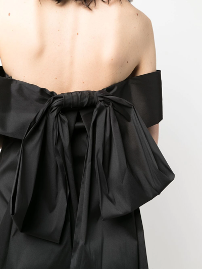 Bernadette Floral-appliqué Off-shoulder Dress In Black