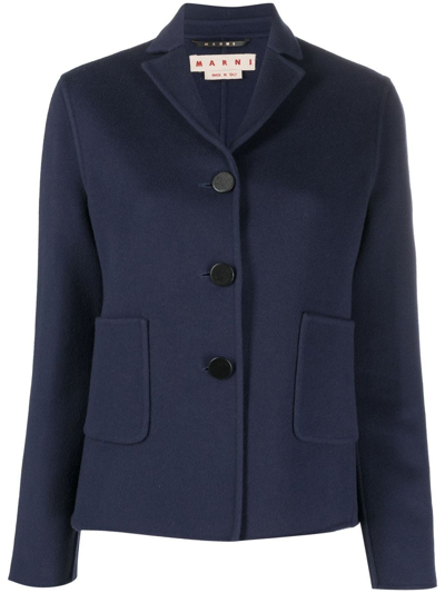Shop Marni Single-breasted Wool-cashmere Jacket In Blue