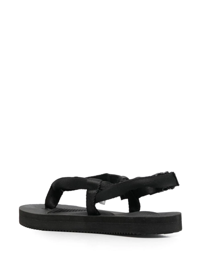 Shop Suicoke Kat-2 Thong Slingback Sandals In Black