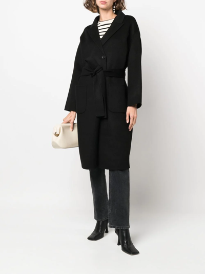 Shop Anine Bing Belted Double-breasted Coat In Black