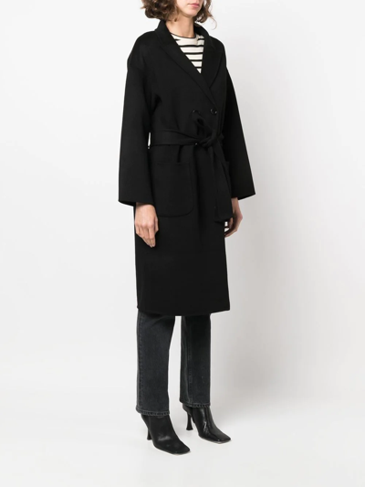 Shop Anine Bing Belted Double-breasted Coat In Black