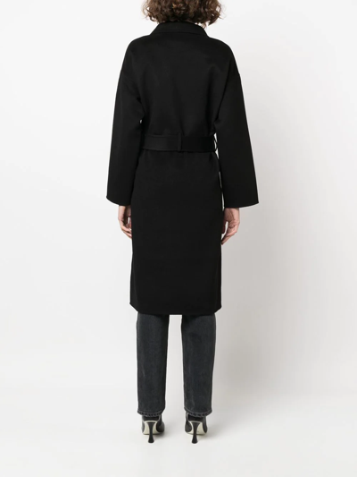 Shop Anine Bing Belted Double-breasted Coat In Black