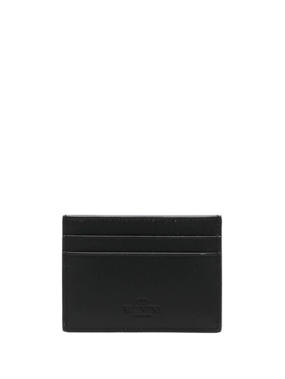 Shop Valentino Vltn Leather Cardholder In Black