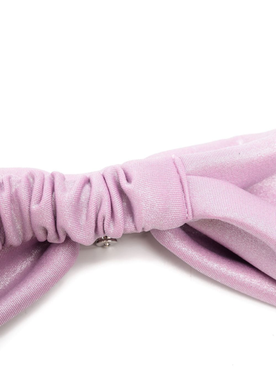 Shop Simonetta Metallic Bow-detail Headband In Pink