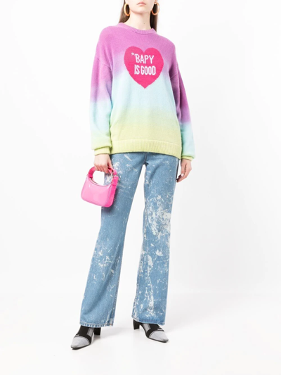 Shop Bapy By *a Bathing Ape® Ombré Heart Print Jumper In Multicolour