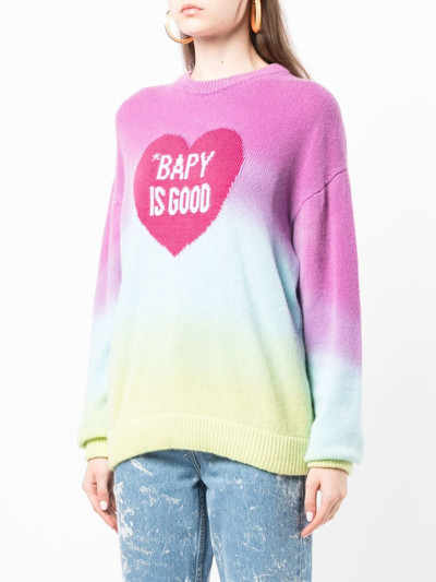 Shop Bapy By *a Bathing Ape® Ombré Heart Print Jumper In Multicolour