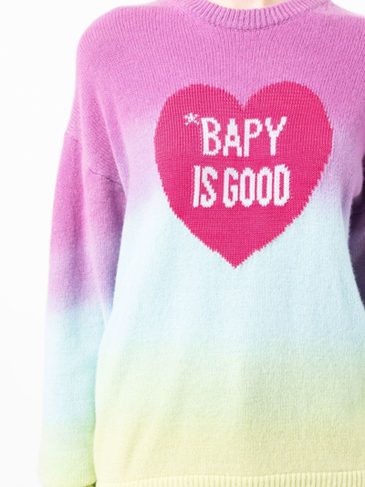 Shop Bapy By *a Bathing Ape® Ombré Heart Print Jumper In Multicolour