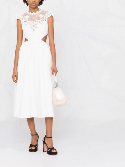 Shop Self-portrait Guipure-lace Cut-out Midi Dress In White