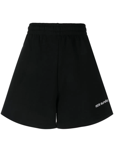 Shop Rotate Birger Christensen Roda Organic-cotton Shorts In Black