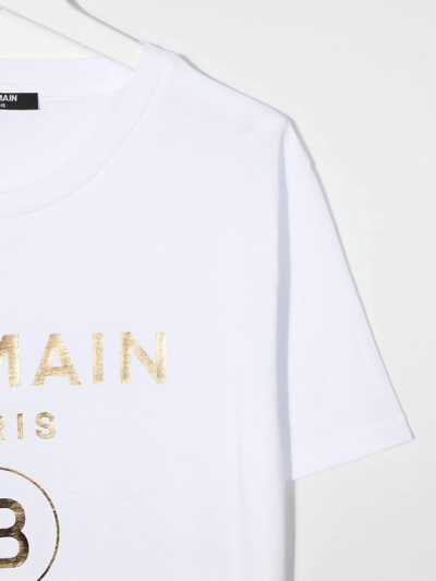 Shop Balmain Teen Logo-print T-shirt In White