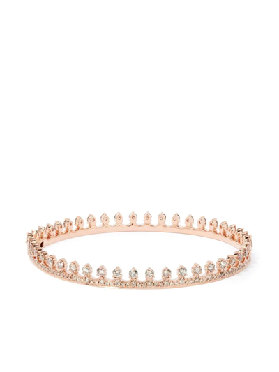 Shop Annoushka 18kt Rose Gold Crown Diamond Bangle In Pink