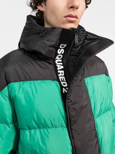 Shop Dsquared2 Zip-pockets Hooded Padded Jacket In Green