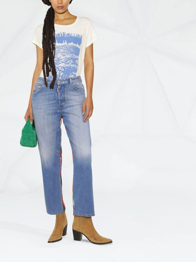 Dsquared2 Contrast-panel Straight-leg Jeans In Blue