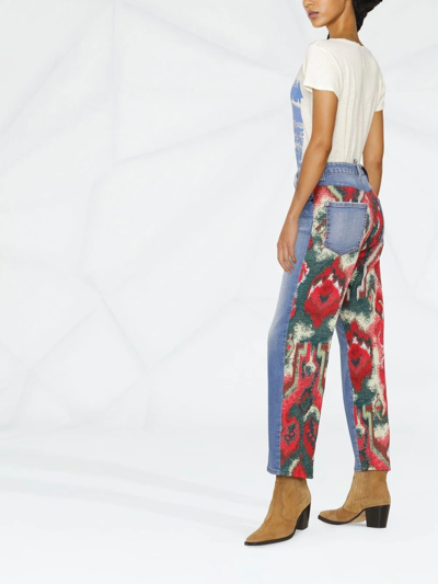 Dsquared2 Contrast-panel Straight-leg Jeans In Blue