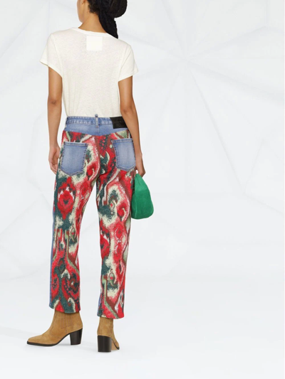 Dsquared2 Contrast-panel Straight-leg Jeans In Blue