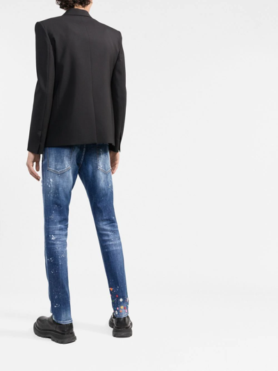 Dsquared2 Ditsy Ripped Slim-fit Jeans In Blue