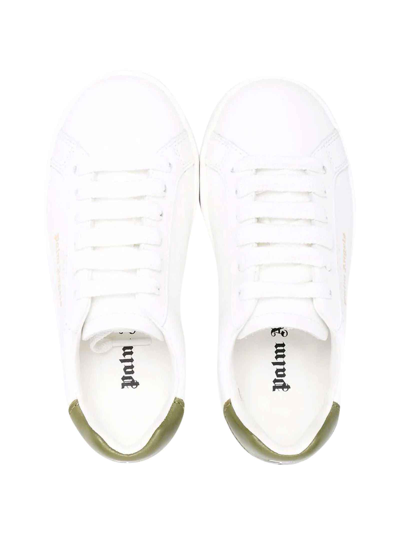 Shop Palm Angels White Sneakers Boy In Bianco/verde