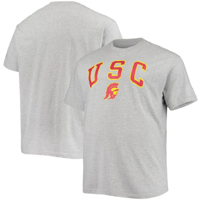 Shop Champion Heathered Gray Usc Trojans Big & Tall Arch Over Logo T-shirt In Heather Gray