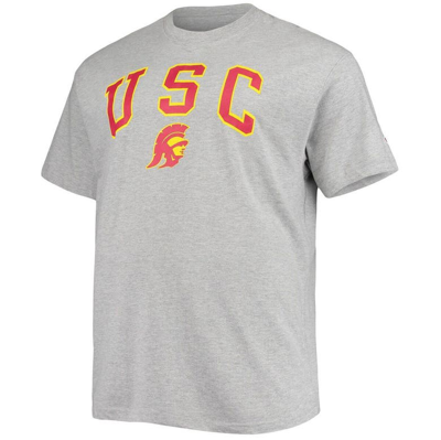 Shop Champion Heathered Gray Usc Trojans Big & Tall Arch Over Logo T-shirt In Heather Gray