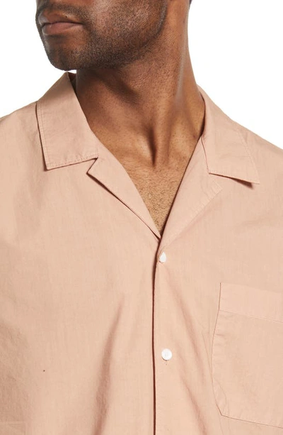 Shop Frame Cotton Short Sleeve Button-up Camp Shirt In Powder Brick