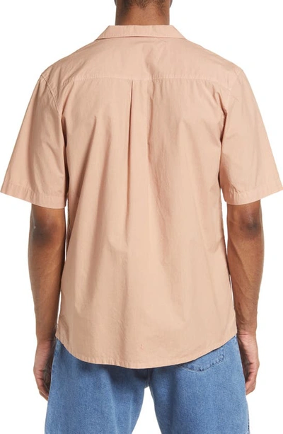 Shop Frame Cotton Short Sleeve Button-up Camp Shirt In Powder Brick