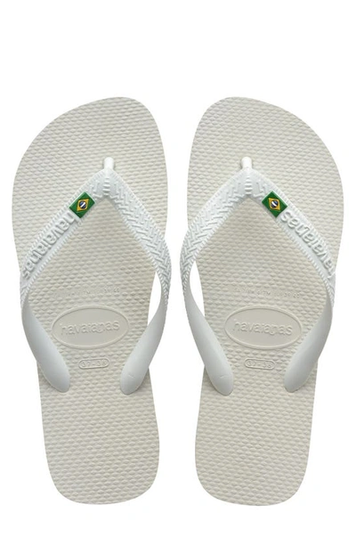 Shop Havaianas Brazil Flip Flop In White